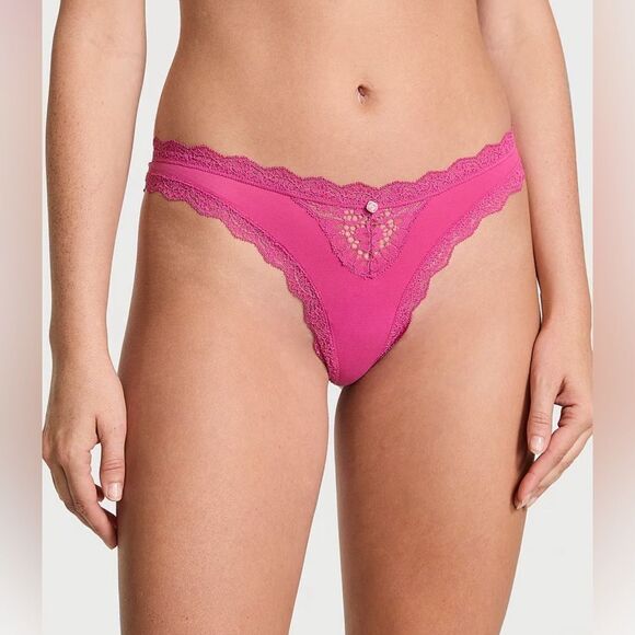 NWT- DREAM ANGELS
Lace-Trim Thong Panties in color “ROSE” - size LARGE - Picture 1 of 7